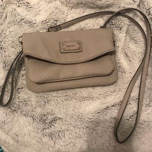 Grey crossbody clutch